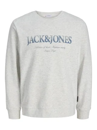 JACK&JONES - JJDEVIN DAYTONA PRINT SWEAT CREW NECK White Melange - Gr. - S