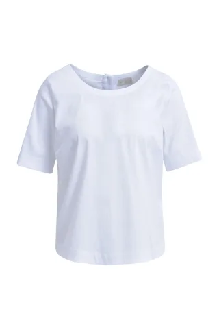 Milano Italy - Blouse with roundneck and 1/2 sleeves and rounded hem white - Gr. - 36