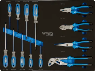 Brilliant Tools Schaumstoffeinlage mit 13 Schraubendrehern und Zangen - BT158013