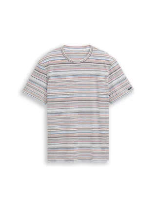 Tom Tailor - T-Shirt mit Streifenmuster weiß - Gr. - S