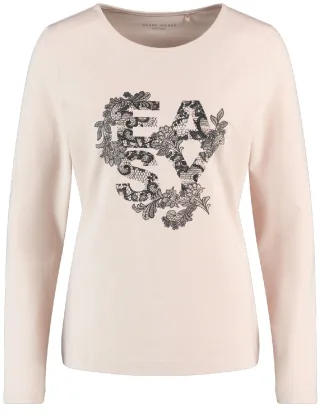 GERRY WEBER Edition - Nachhaltiges Langarmshirt mit Frontprint beige - Gr. - 36