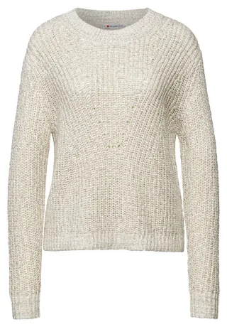 Street One - Pullover mit Strickmuster beige - Gr. - 38