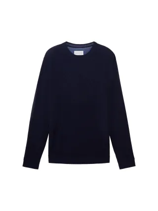 Tom Tailor - Strickpullover mit Struktur knitted navy melange - Gr. - XL