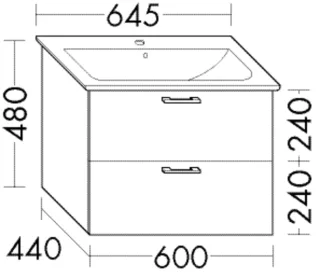Burgbad Waschtischunterschrank zu Keramik-Waschtisch Sys30 PG1 Aqua 480x600x440 Tectona Dekor Zimt,  WVNT060F3423