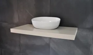 Neuesbad Waschtischplatte Konsole 80x50cm, Creme Seidenmatt lackiert NB1KPL80-CR
