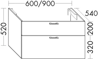 Burgbad Waschtischunterschrank Sys30 PG4 Sana 520x700x540 Eiche Natur, WVIE070F3445 WVIE070F3445