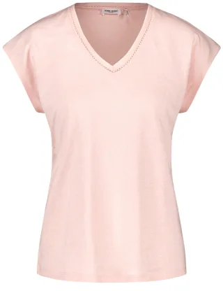 GERRY WEBER Edition - Kurzarmshirt mit Chiffonblende pearl blush - Gr. - 40