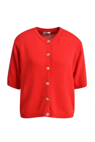 HeartKiss - Cardigan Knit Short Sleeves red - Gr. - S/M