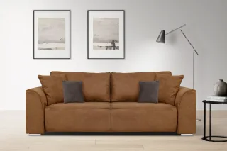 OTTO home 3-Sitzer "BEATRICE, B: 250 cm - wahlweise mit Bettfunktion" u. Bettkasten, incl. 2 Zierkissen