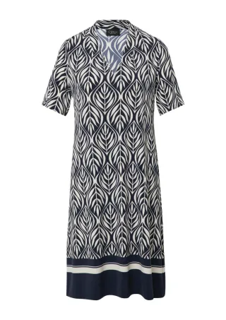 s.Oliver BLACK LABEL - Kurzes Jerseykleid mit V-Ausschnitt blau/weiß - Gr. - 34