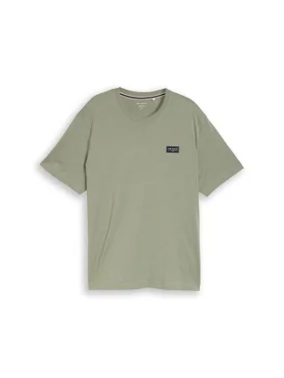 Tom Tailor - Plus Size - T-Shirt aus Baumwolle mit Logo-Badge greyish shadow olive - Gr. - 5XL
