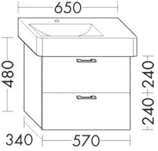 Burgbad Waschtischunterschrank Sys30 PG1 Aqua 480x570x340 Eiche Dekor Merino, WUOV057RF2813 WUOV057RF2813
