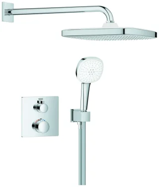 GROHE Unterputz-Duschsystem Grohtherm 103995 eckig 2 ASV für Duschrahmen Mono chrom, 1039950000 1039950000