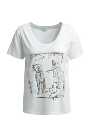 Milano Italy - v-neck t-shirt w/ AW 1/4 sleeve offwhite - Gr. - XL