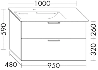 Burgbad Waschtischunterschrank Sys30 PG1 Aqua 580x950x480 Nussbaum Dekor Samt, WVBU095LF2812 WVBU095LF2812