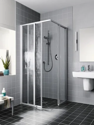Kermi Eck-Halbteil rechts Nova 2000 E2R 0800x2000, weiss, Kunstglas Kerolan Fontana NME2R0802021K