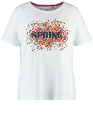 SAMOON - T-Shirt mit Wording gelb/grün/pink - Gr. - 42