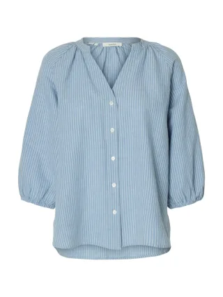 Selected - Leinenhemd - SLFCLEO-ALBERTA blau - Gr. - 38