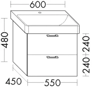 Burgbad Waschtischunterschrank Sys30 PG2 Echo 480x550x450 Eiche Dekor Rost, WVGA055F3810 WVGA055F3810