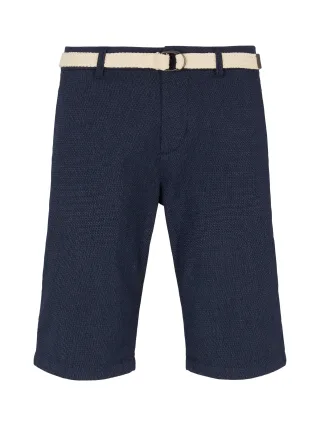 Denim Tom Tailor - Chino Shorts mit Gürtel blue white dobby - Gr. - XS