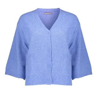 Geisha Fashion Women - Cardigan v-neck 3/4 sleeves blue - Gr. - XXL