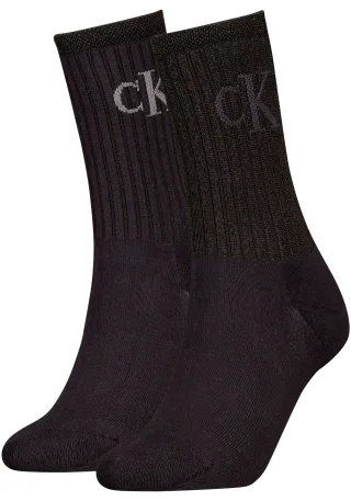Calvin Klein Jeans Socken "CKJ WOMEN SOCK 2P GLOSSY RIB" 2 Paar, 2 Stk. tlg. mit Logostickerei