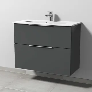 Sanipa 3way Waschtischunterbau zu Duravit ME by Starck Waschtisch mit 2 Auszügen, Anthrazit-Matt UM72322