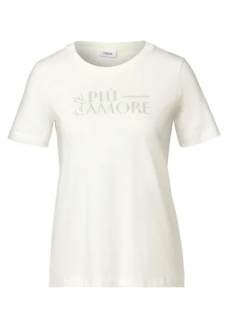 Cecil - T-Shirt mit Wording weiß - Gr. - XL