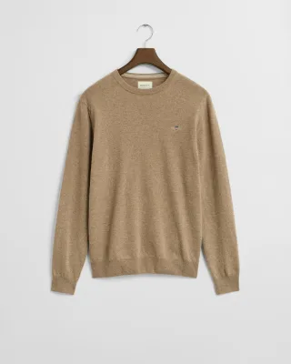 GANT - Superfine Lambswool Rundhalspullover dk sand melange - Gr. - XXXL