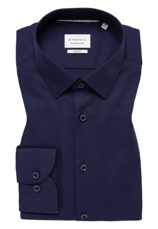 ETERNA - Dynamic Cotton Dobbydesign Langarm dunkelblau - Gr. - 44/Langarm - 67cm