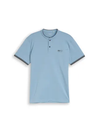 Tom Tailor - Poloshirt mit Stehkragen mountain spring blue - Gr. - M