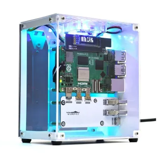 YAHBOOM Raspberry Pi 5 Case Protective Kit with Cooling Fan Chassis RGB Color Light 0.96 Screen Dispaly DIY Electronic S