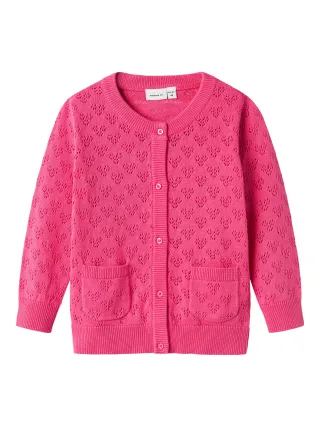 NAME IT - NMFFELOTTE LS KNIT CARD carmine rose - Gr. - 92