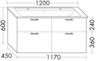 Burgbad Waschtischunterschrank zu Keramik-Waschtisch Sys30 PG2 Echo 600x1170x450 Eiche Dekor Merino, WXWQ117F2752