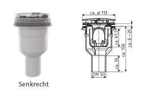 HSK Ersatzteile Ablauf für Duschbodenelement mit RenoDeco-Oberfläche und Punktablauf, senkrecht, D20 D2065