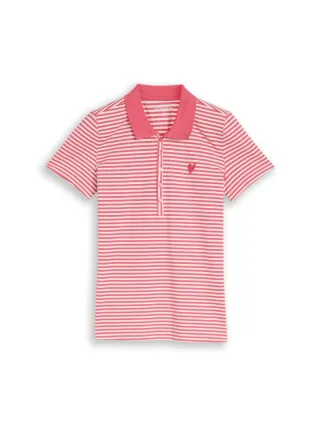 Tom Tailor - Piqué Poloshirt mit Streifenmuster coral white regular stripe - Gr. - XS