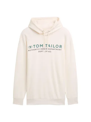 Tom Tailor - Plus Size - Hoodie Sweatshirt mit Logo-Print gardenia white - Gr. - 4XL