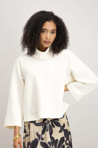 signe nature - Einfarbige Bluse mit 7/8-Ärmeln beige/weiß - Gr. - 34