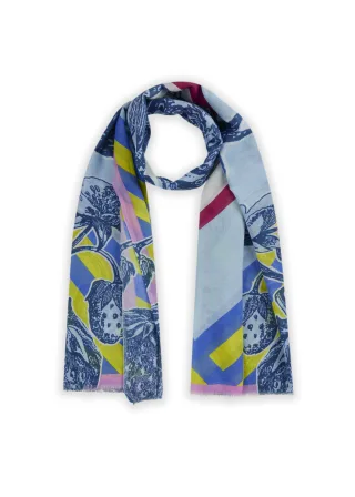luftiger Schal aus Organic Cotton mit Erdbeer-Motiv blau - Gr. - one size