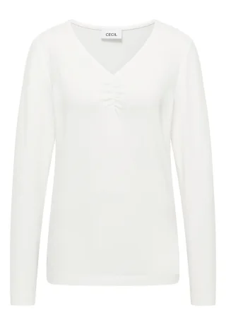 Cecil - Basic Shirt mit Raffung weiß - Gr. - XL