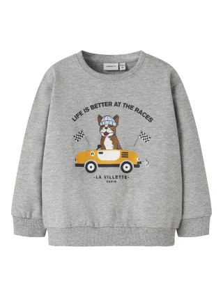 NAME IT - NMMROVAL LS SWEAT BRU BOX grey melange - Gr. - 116