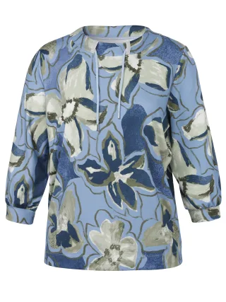 VIA APPIA DUE - Sweatshirt Kragen 3/4 Arm Druck hellblau multicolor - Gr. - 48