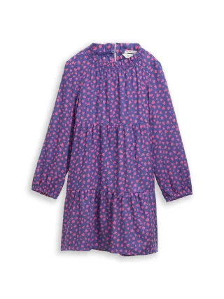 tom tailor kids - Mini-Kleid mit Allover-Print dark blue pink heart - Gr. - 116/122