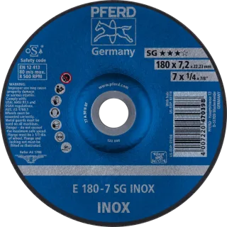 PFERD TOOLS Schruppscheibe E Leistungslinie SG INOX für Edelstahl - 62217632