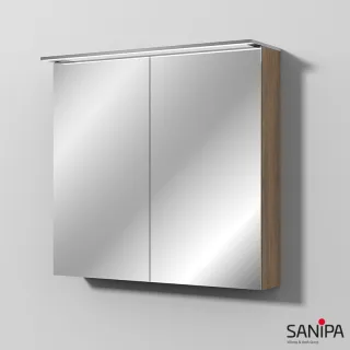 Sanipa Reflection Spiegelschrank MALTE 80 mit LED-Aufsatzleuchte, Eiche-Kansas SD15259