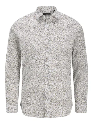 JACK&JONES - JPRBLABLACKPOOL STRETCH AOP LS SHIRT SN white - Gr. - M