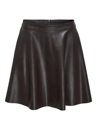 ONLY - ONLUNA FAUX LEATHER FLARED SKIRT OTW Black Coffee - Gr. - XS