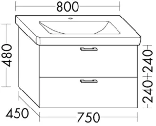 Burgbad Waschtischunterschrank Sys30 PG1 Aqua 480x750x450 Weiß Matt, WUQU075F1719 WUQU075F1719