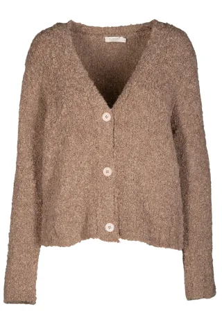 CLARINA - V-Cardigan,1/1 Arm, Boucle mokka mel. - Gr. - 38