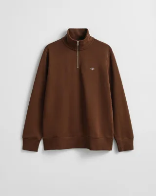GANT - Shield Sweatshirt mit halblangem Reißverschluss mahogany brown - Gr. - L